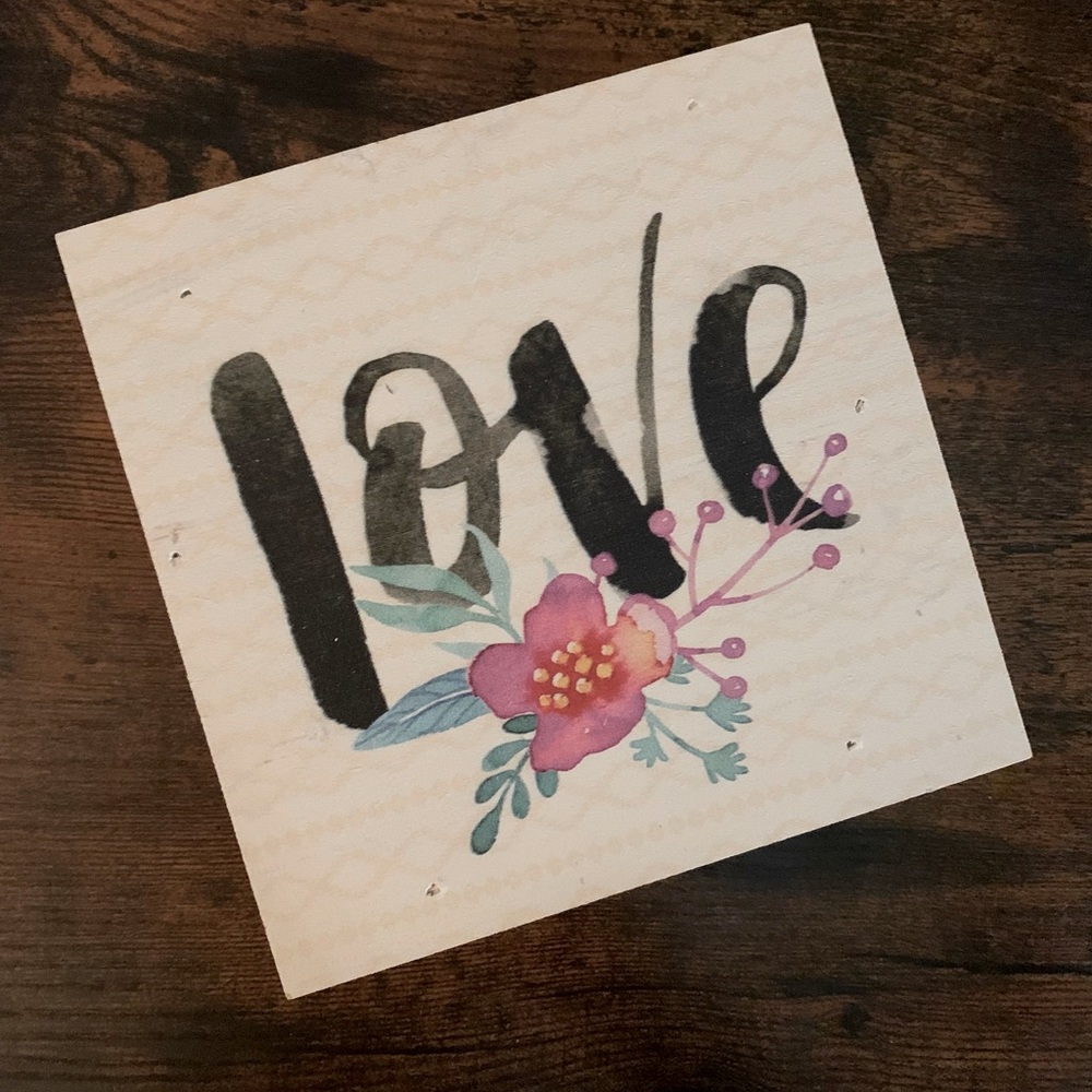 5/$25 sale — New Love (floral) wood sign